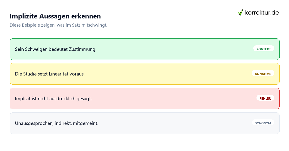 Implizite Aussagen erkennen Implizit Bedeutung anhand von Beispielsätzen erkennen