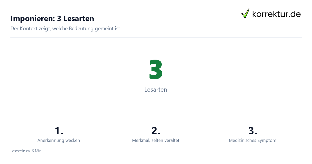 Imponieren: 3 Lesarten Was bedeutet imponieren? Bedeutung und Verwendung in 3 Lesarten