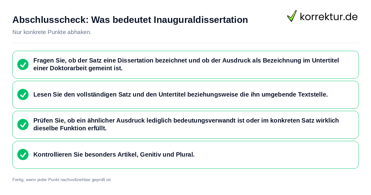 Abschlusscheck: Was bedeutet Inauguraldissertation Konkreter Abschlusscheck zu Was bedeutet Inauguraldissertation