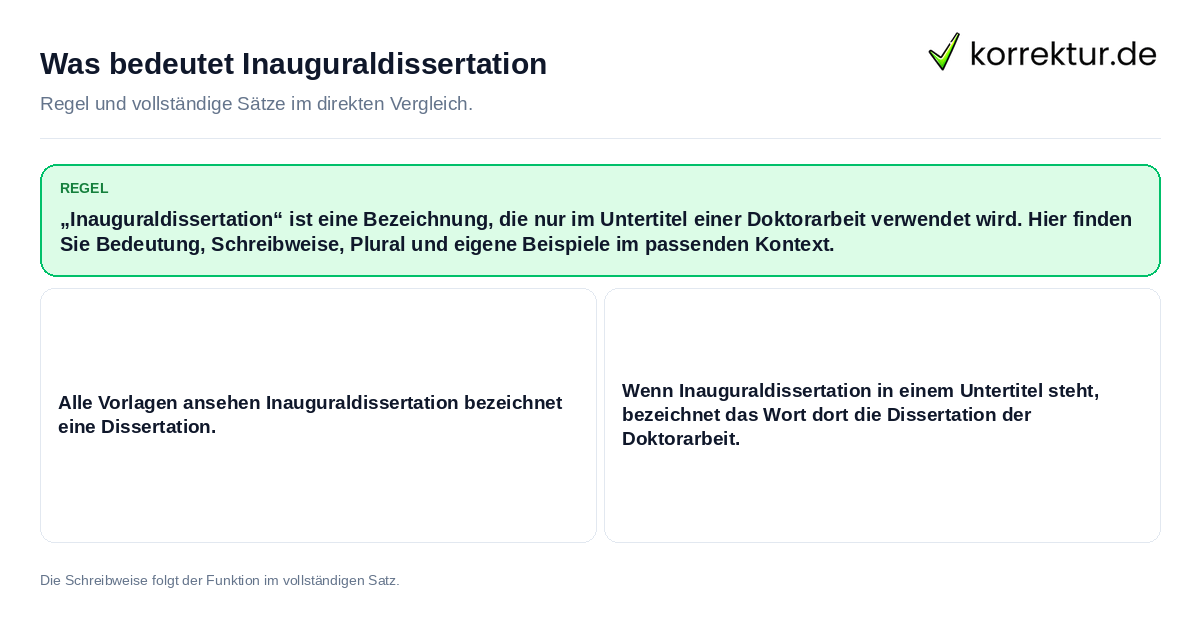 Was bedeutet Inauguraldissertation Konkrete Regel und vollständige Beispielsätze zu Was bedeutet Inauguraldissertation