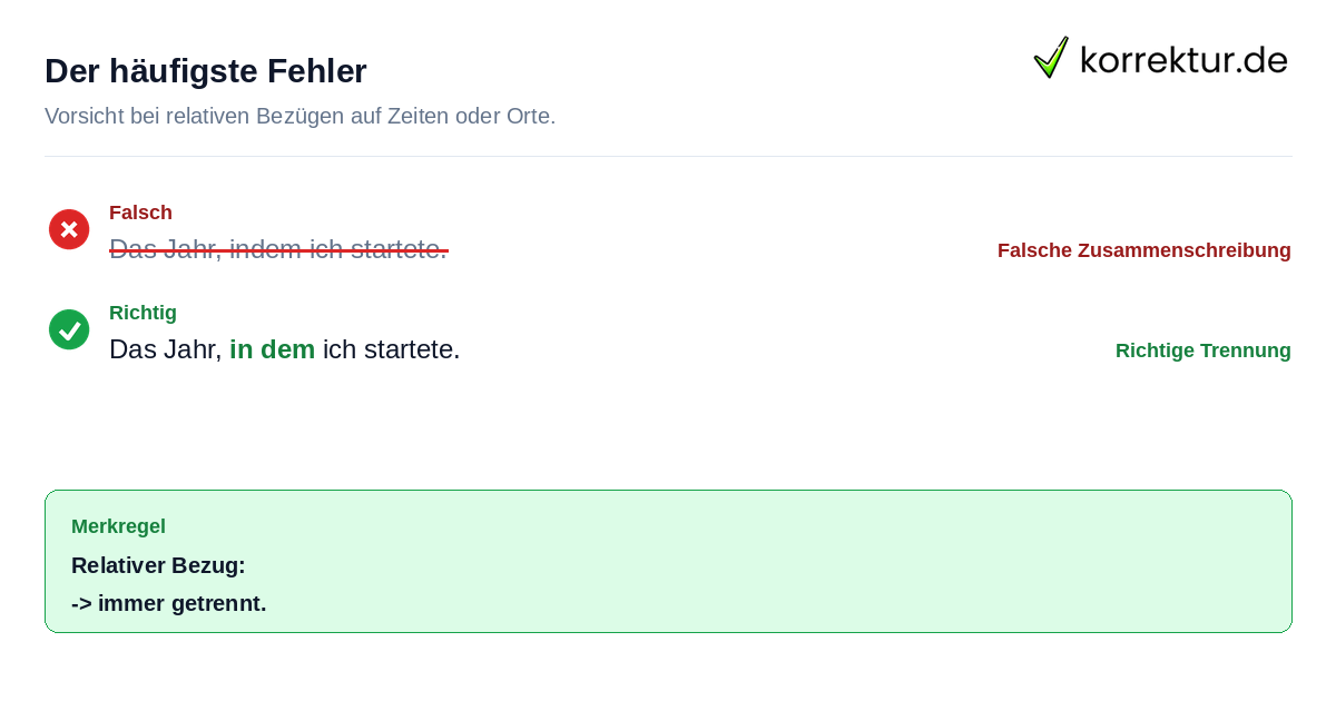 Der häufigste Fehler Fehler bei in dem korrigieren: Das richtige Relativpronomen