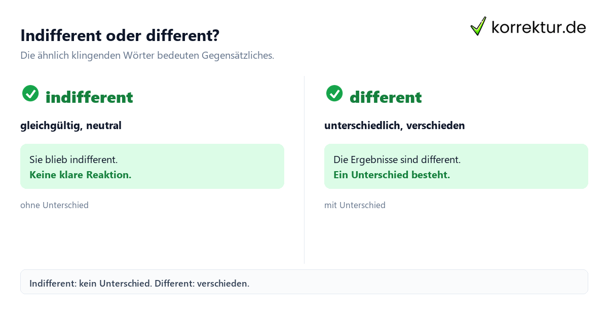Indifferent oder different? indifferent Bedeutung im Vergleich zu different