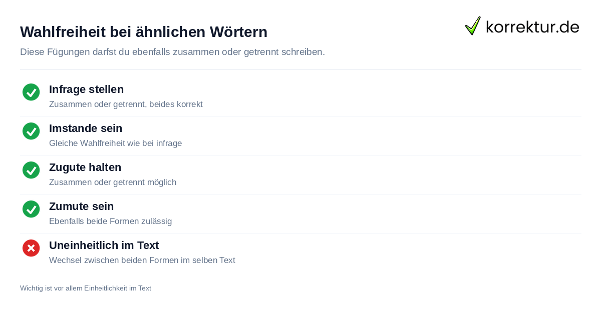 Wahlfreiheit bei ähnlichen Wörtern Weitere Wörter mit gleicher Wahlfreiheit wie infrage stellen