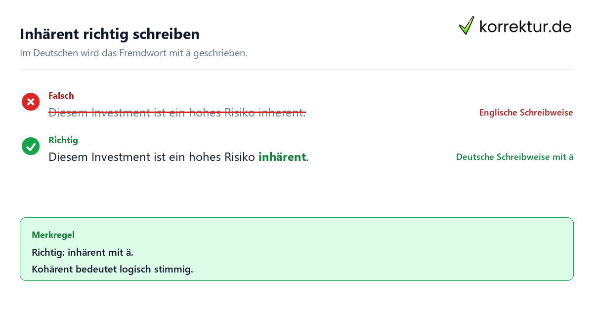inhärent Bedeutung: richtige Schreibweise mit Umlaut