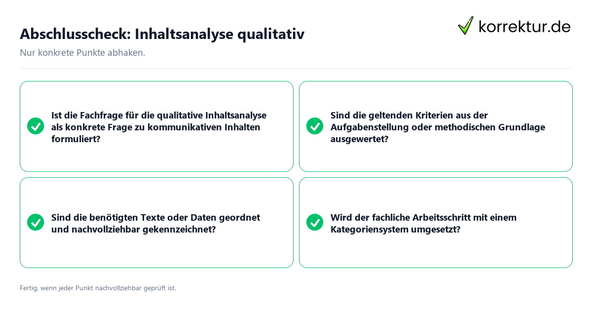 Abschlusscheck: Inhaltsanalyse qualitativ Konkreter Abschlusscheck zu Inhaltsanalyse qualitativ
