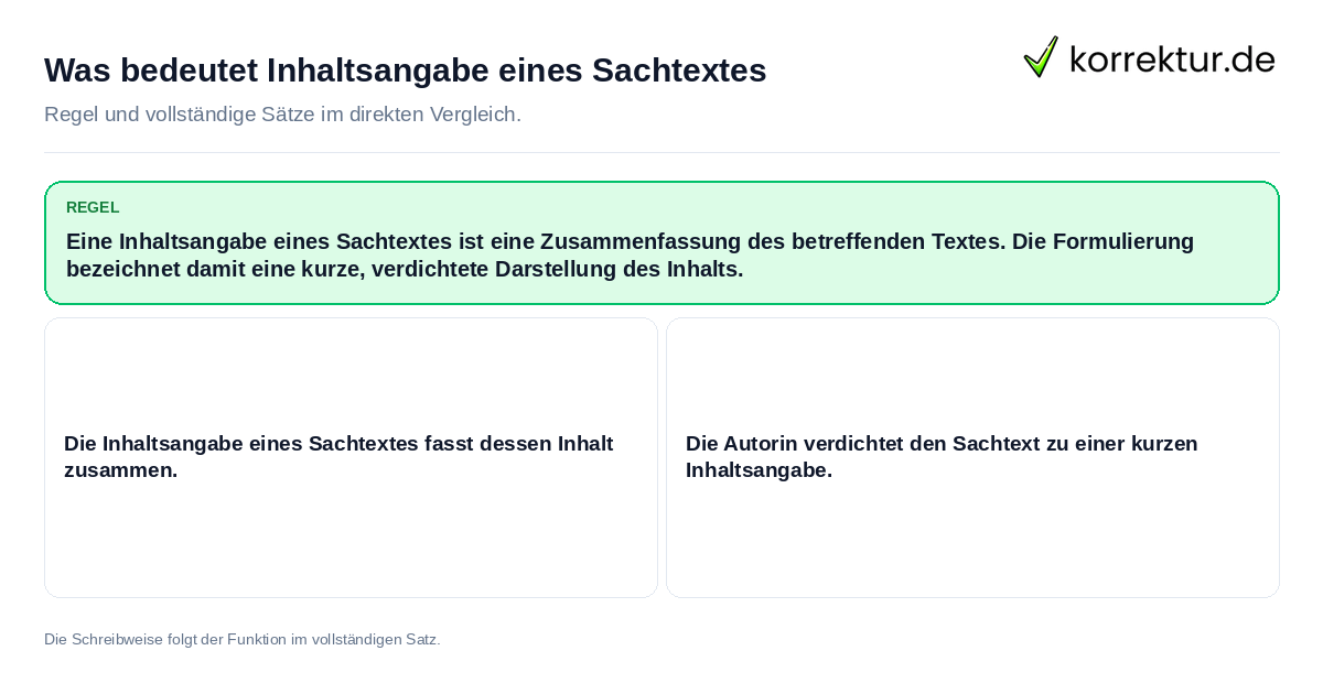 Was bedeutet Inhaltsangabe eines Sachtextes Konkrete Regel und vollständige Beispielsätze zu Was bedeutet Inhaltsangabe eines Sachtextes