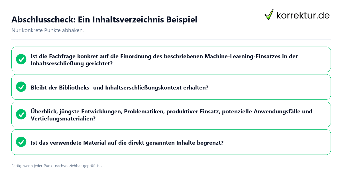 Abschlusscheck: Ein Inhaltsverzeichnis Beispiel Konkreter Abschlusscheck zu Ein Inhaltsverzeichnis Beispiel