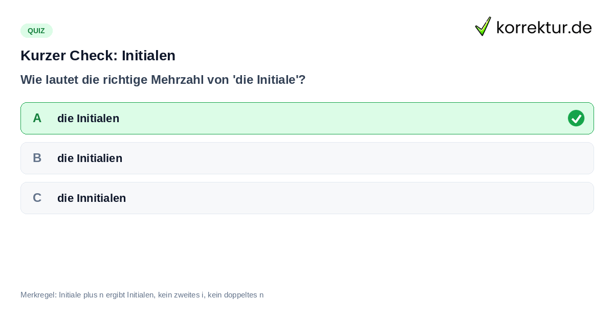 Quiz zur richtigen Schreibweise von Initialen