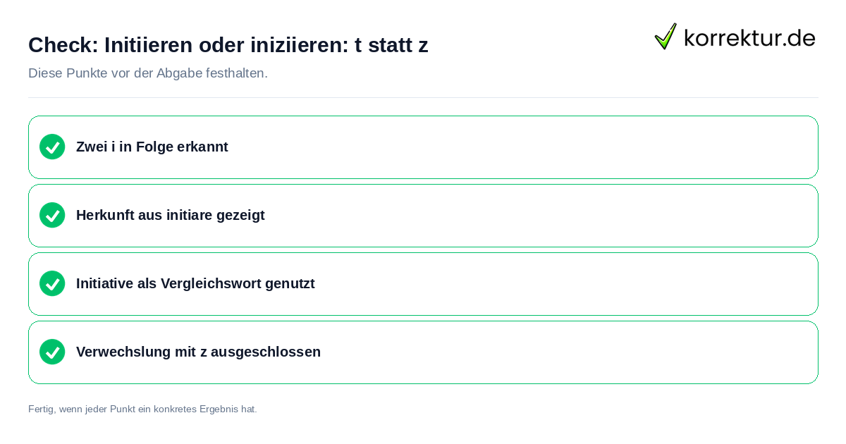 Initiieren oder iniziieren: t statt z: Prüfliste mit vier Punkten