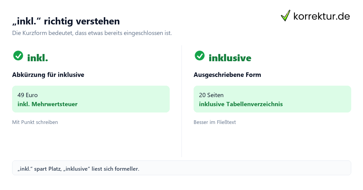 inkl Bedeutung inkl Bedeutung: Überblick