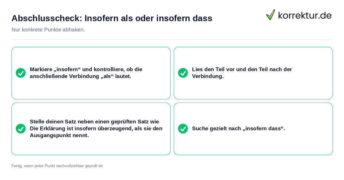 Konkreter Abschlusscheck zu Insofern als oder insofern dass