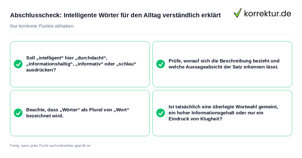 Konkreter Abschlusscheck zu Intelligente Wörter für den Alltag verständlich erklärt