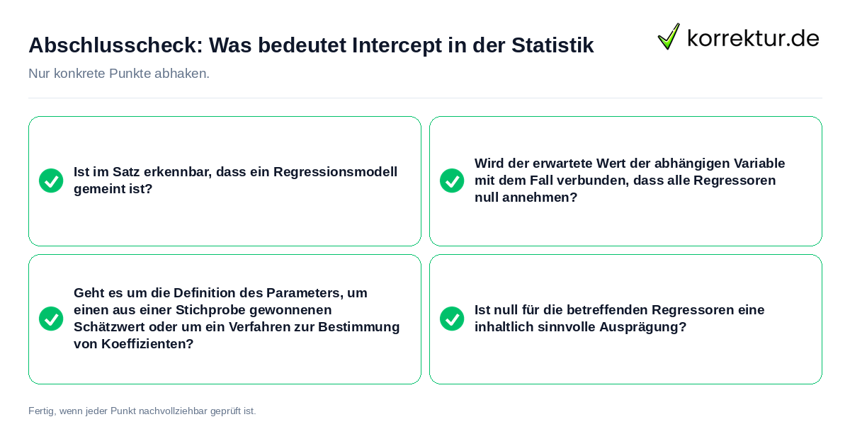 Konkreter Abschlusscheck zu Was bedeutet Intercept in der Statistik