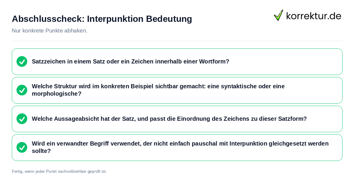 Konkreter Abschlusscheck zu Interpunktion Bedeutung