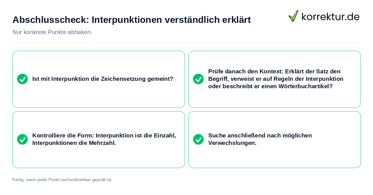 Konkreter Abschlusscheck zu Interpunktionen verständlich erklärt