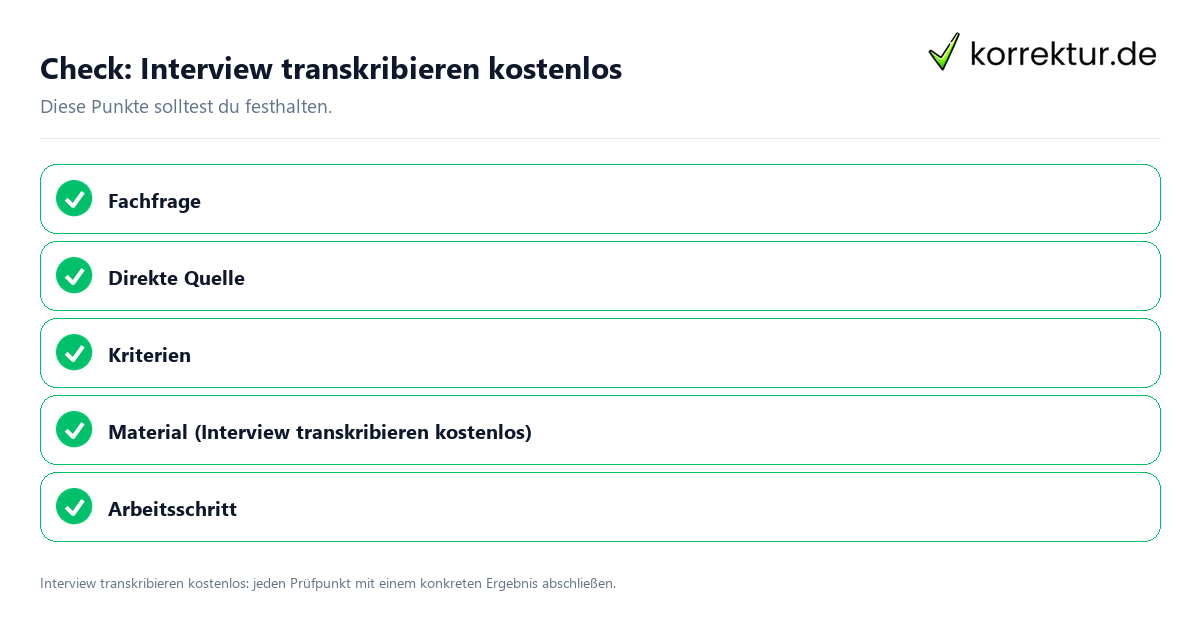 Check: Interview transkribieren kostenlos Interview transkribieren kostenlos mit einer themenspezifischen Checkliste
