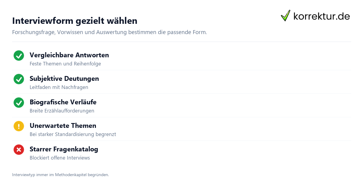 Interviewformen für wissenschaftliche Texte passend auswählen Interviewformen für wissenschaftliche Texte passend auswählen: Überblick