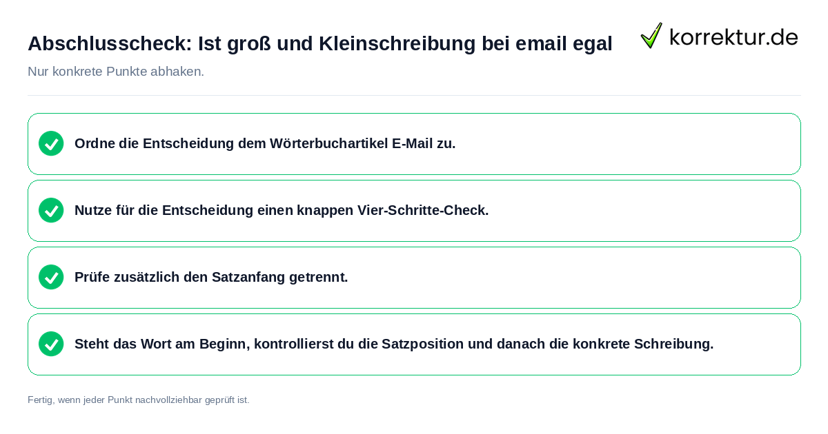 Konkreter Abschlusscheck zu Ist groß und Kleinschreibung bei email egal