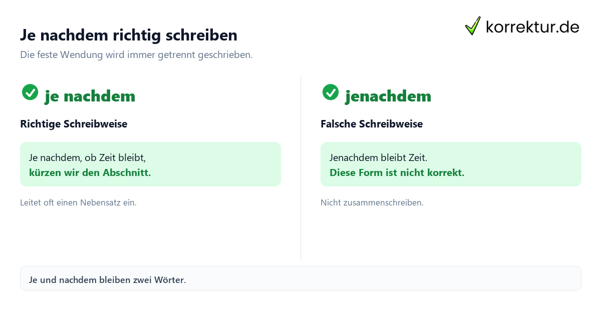 Je nachdem oder jenachdem? Richtige Schreibweise im Vergleich