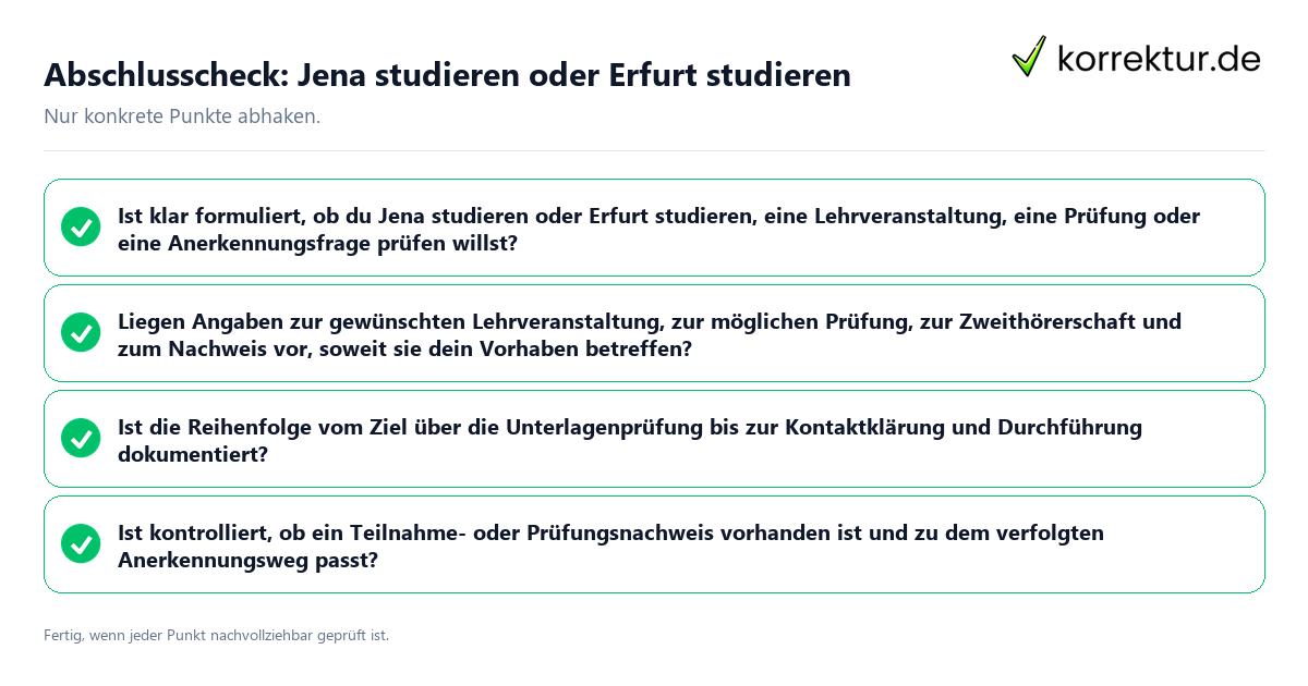 Abschlusscheck: Jena studieren oder Erfurt studieren Konkreter Abschlusscheck zu Jena studieren oder Erfurt studieren
