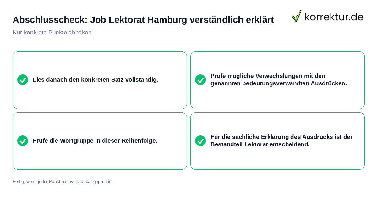 Abschlusscheck: Job Lektorat Hamburg verständlich erklärt Konkreter Abschlusscheck zu Job Lektorat Hamburg verständlich erklärt