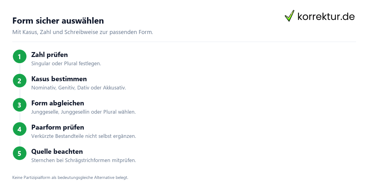 Junggeselle richtig gendern und passende Formen nach Kasus finden