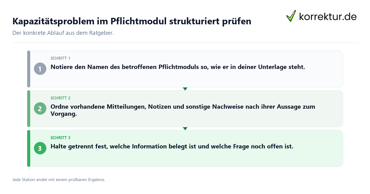 Kapazitätsproblem im Pflichtmodul strukturiert prüfen Konkrete Schritte zu Kapazitätsproblem im Pflichtmodul strukturiert prüfen