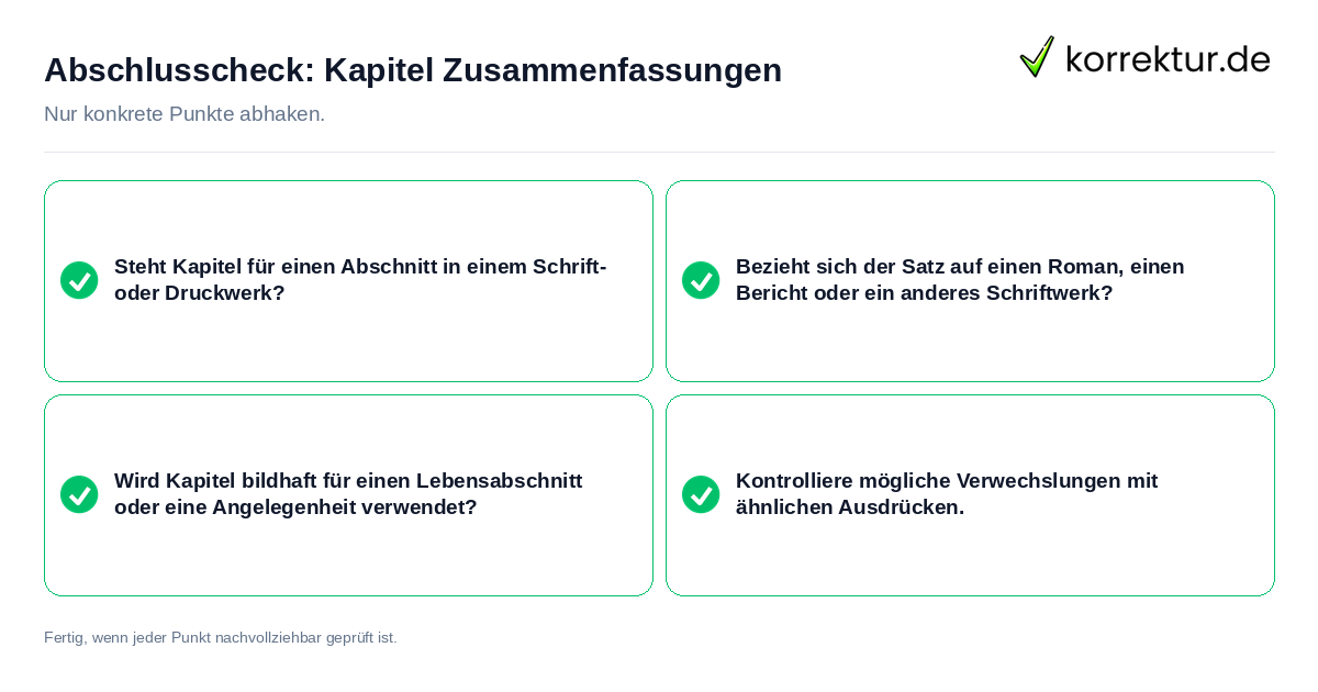 Konkreter Abschlusscheck zu Kapitel Zusammenfassungen