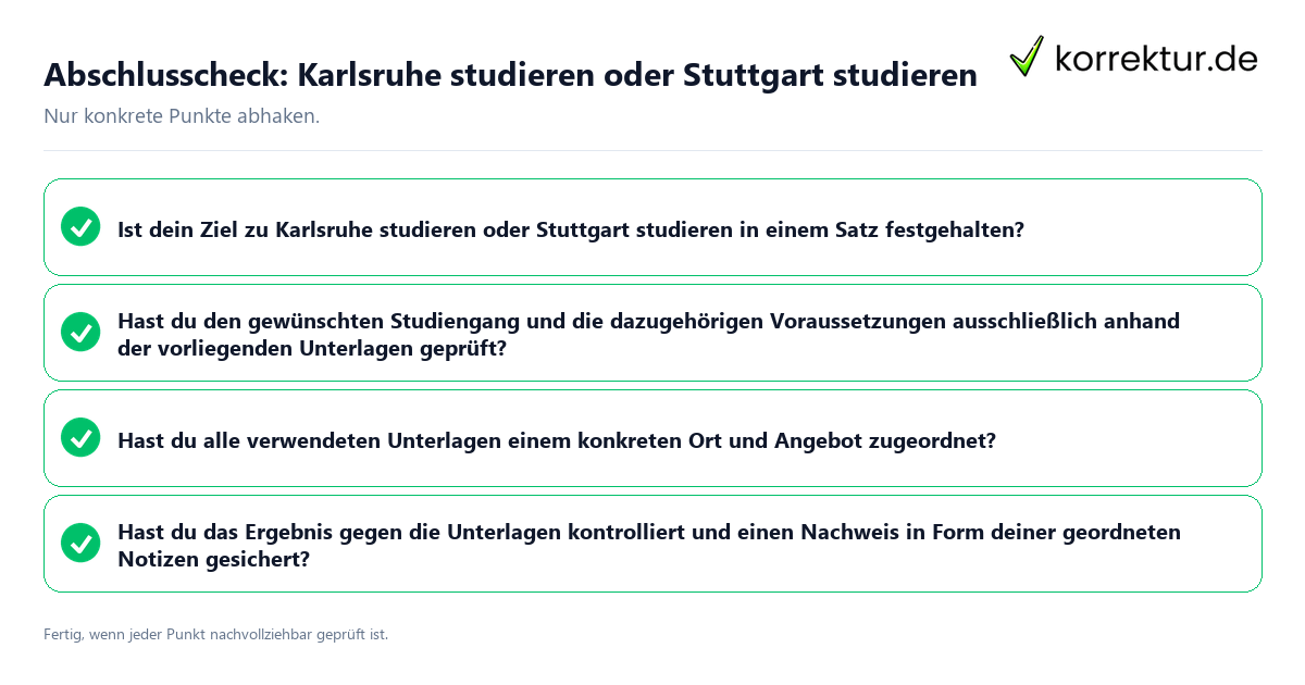 Abschlusscheck: Karlsruhe studieren oder Stuttgart studieren Konkreter Abschlusscheck zu Karlsruhe studieren oder Stuttgart studieren