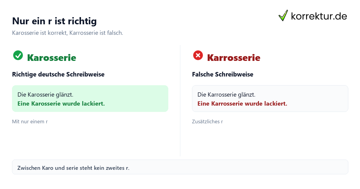 Nur ein r ist richtig Karosserie oder Karrosserie: richtige Schreibweise im Vergleich