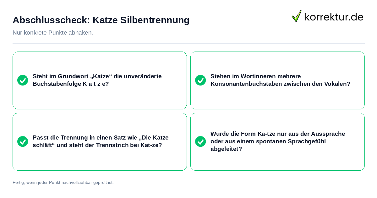 Konkreter Abschlusscheck zu Katze Silbentrennung