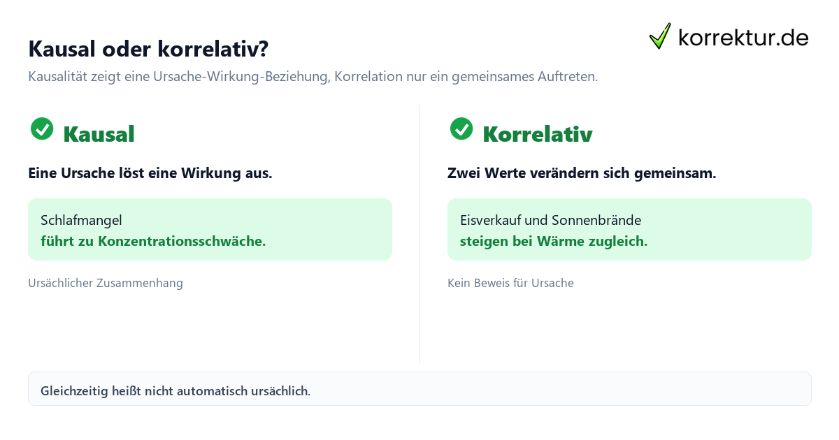 Kausal oder korrelativ? kausal Bedeutung: Ursache und Wirkung im Vergleich zur Korrelation