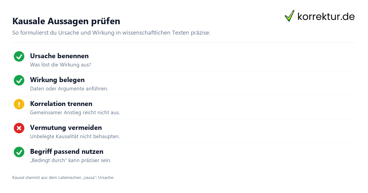 Kausale Aussagen prüfen kausal Bedeutung: Kausale Aussagen korrekt prüfen