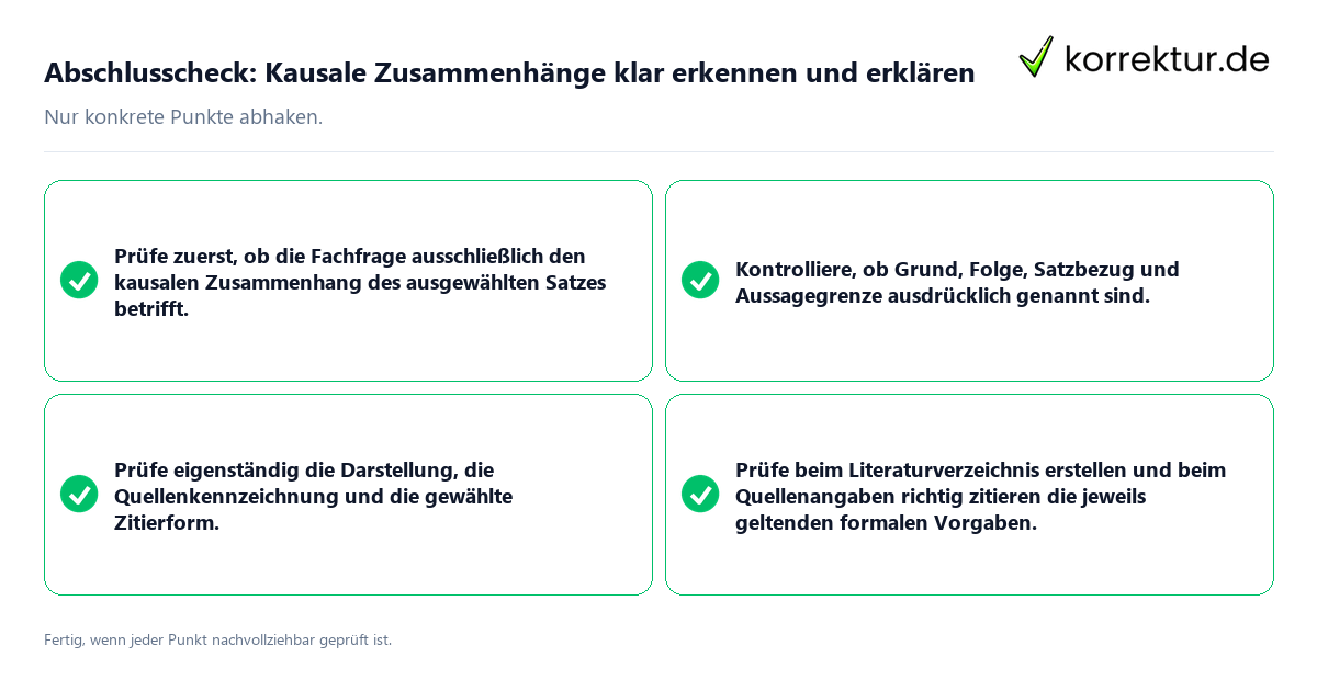 Abschlusscheck: Kausale Zusammenhänge klar erkennen und erklären Konkreter Abschlusscheck zu Kausale Zusammenhänge klar erkennen und erklären
