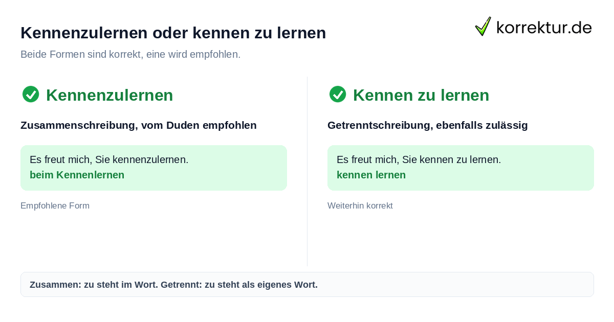Kennenzulernen oder kennen zu lernen: Vergleich beider Schreibweisen