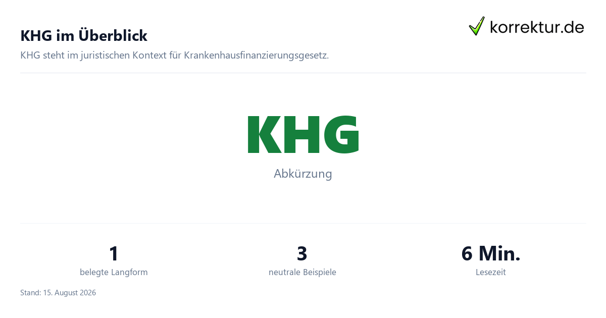 Was bedeutet die Abkürzung Khg? KHG erklärt
