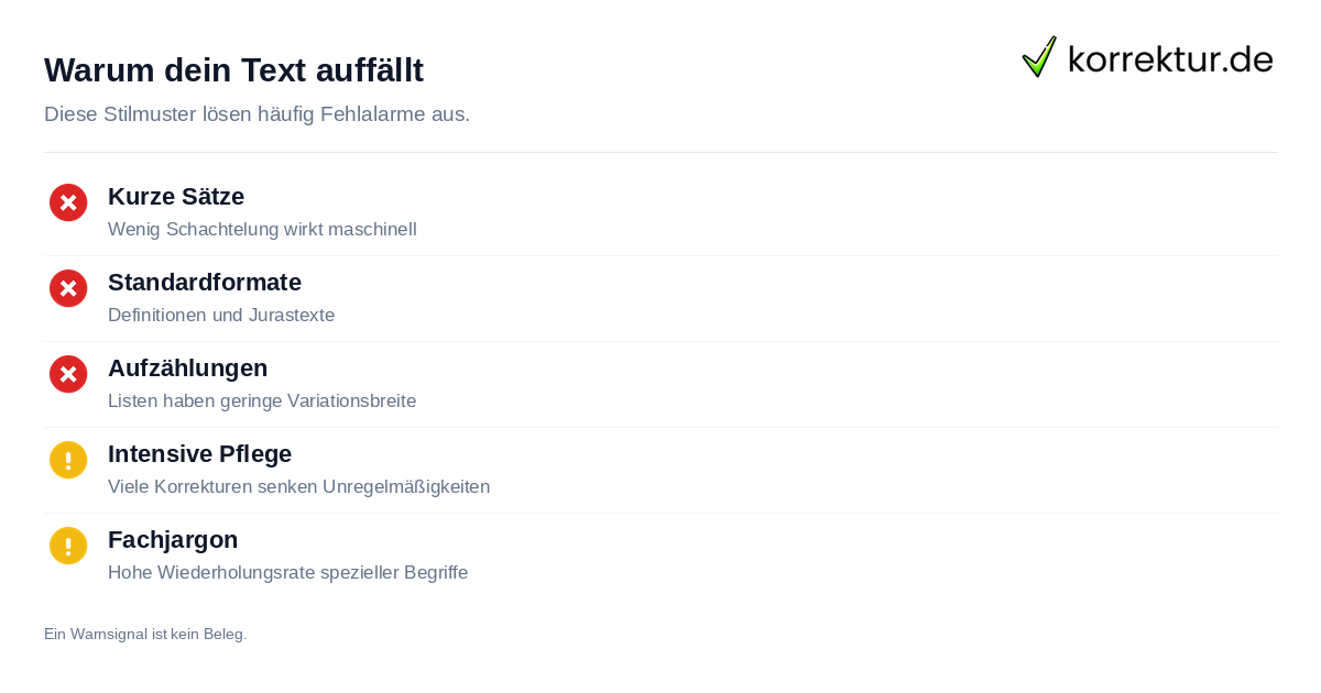 Warum dein Text auffällt Checkliste Merkmale welche KI-Detektoren als False Positive werten