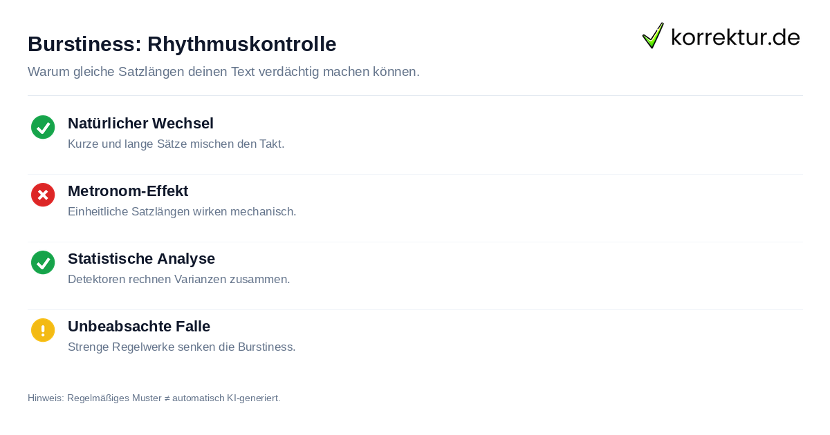 Checkliste: Einfluss von Burstiness und Satzlängenvarianz auf KI-Erkennungsrate