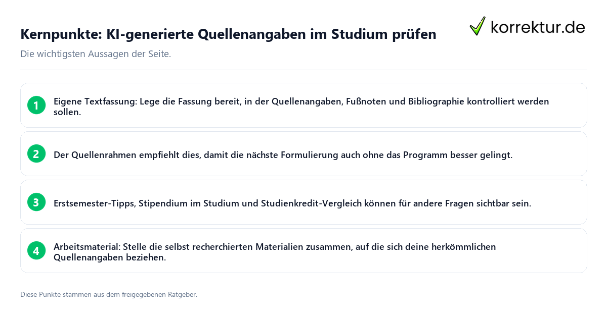 Kernpunkte: KI-generierte Quellenangaben im Studium prüfen Konkrete Kernpunkte zu KI-generierte Quellenangaben im Studium prüfen