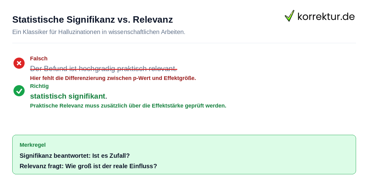 Statistische Signifikanz vs. Relevanz Rotstift-Korrektur: statistisch signifikant statt praktisch relevant