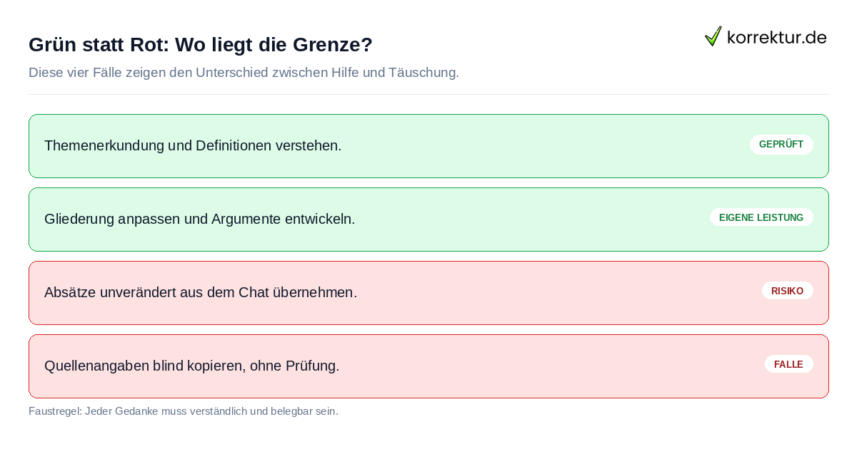 Legitime KI-Nutzung in der Hausarbeit erkennen anhand konkreter Beispiele