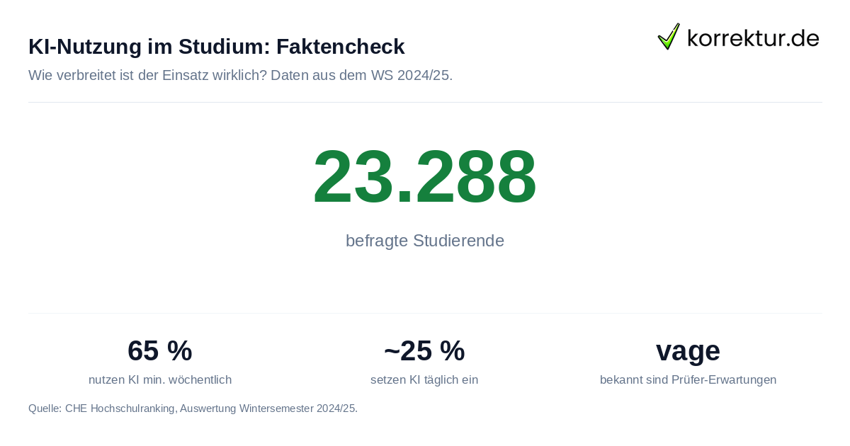 Studienzahlen zur KI-Nutzung in Hausarbeiten laut CHE Ranking