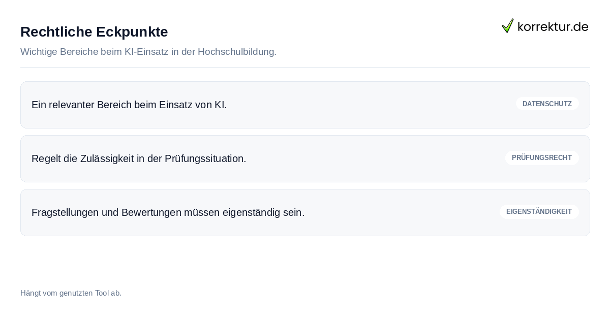 Rechtliche Eckpunkte KI an Unis: Rechtliche Rahmenbedingungen und Prüfpunkte