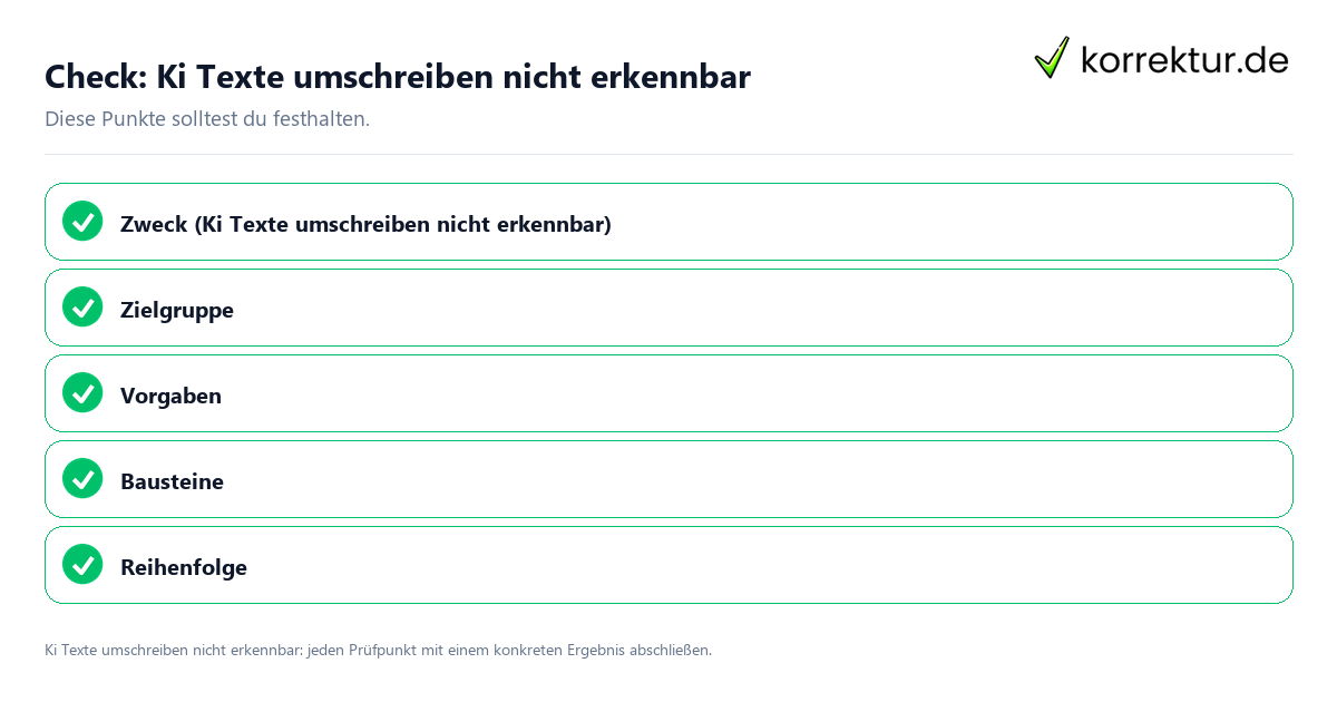 Ki Texte umschreiben nicht erkennbar mit einer themenspezifischen Checkliste