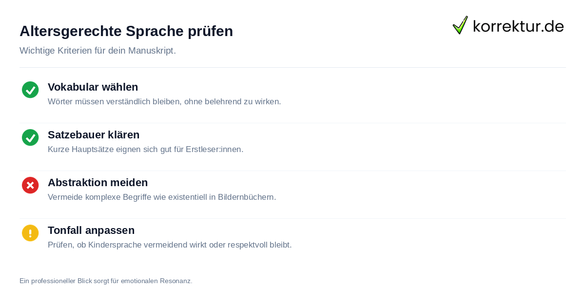 Altersgerechte Sprache prüfen Checkliste für Kinderbuch und Jugendroman Lektorat