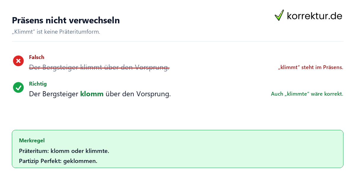klomm oder klimmte klomm oder klimmte