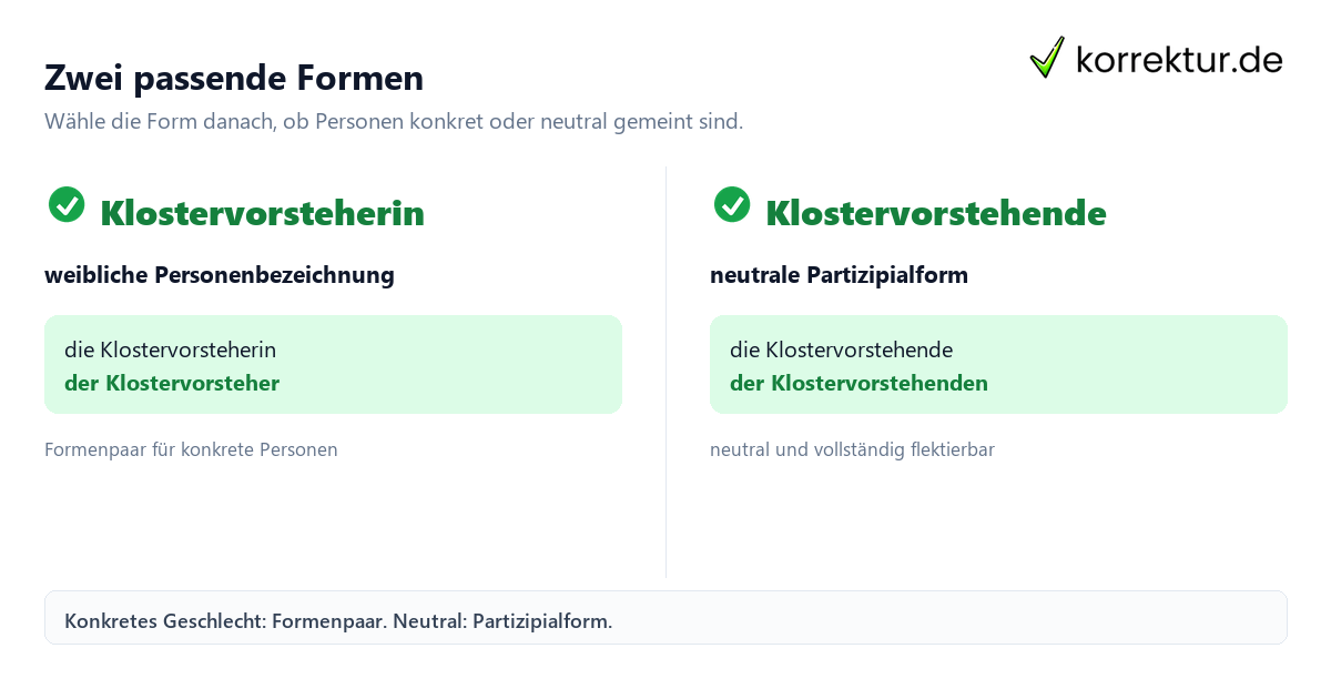 Klostervorsteher richtig gendern mit Formenpaar und neutraler Formulierung