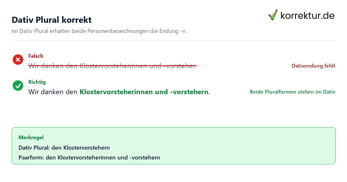 Klostervorsteher richtig gendern im Dativ Plural