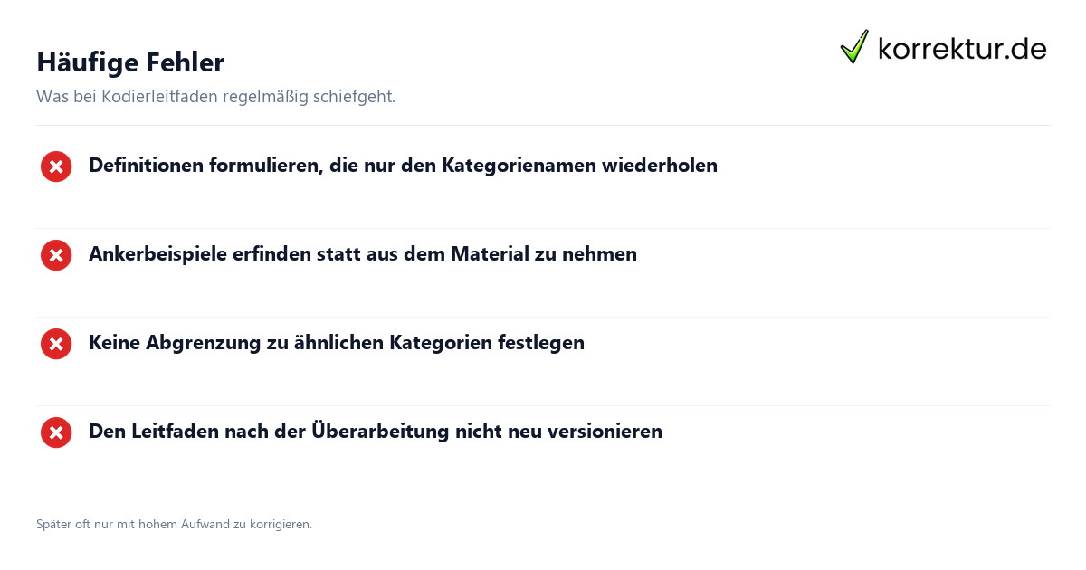 Einen Kodierleitfaden für die Auswertung erstellen: häufige Fehler