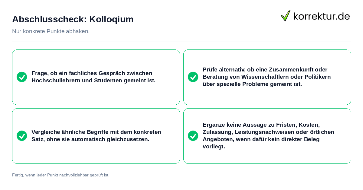 Konkreter Abschlusscheck zu Kolloqium